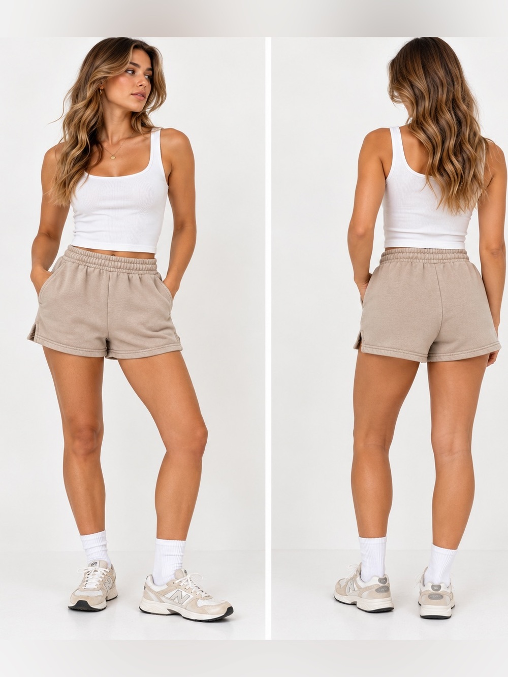 Aritzia The Constant Sweatshorts S Taupe Beige High Rise Lounge Shorts SP23